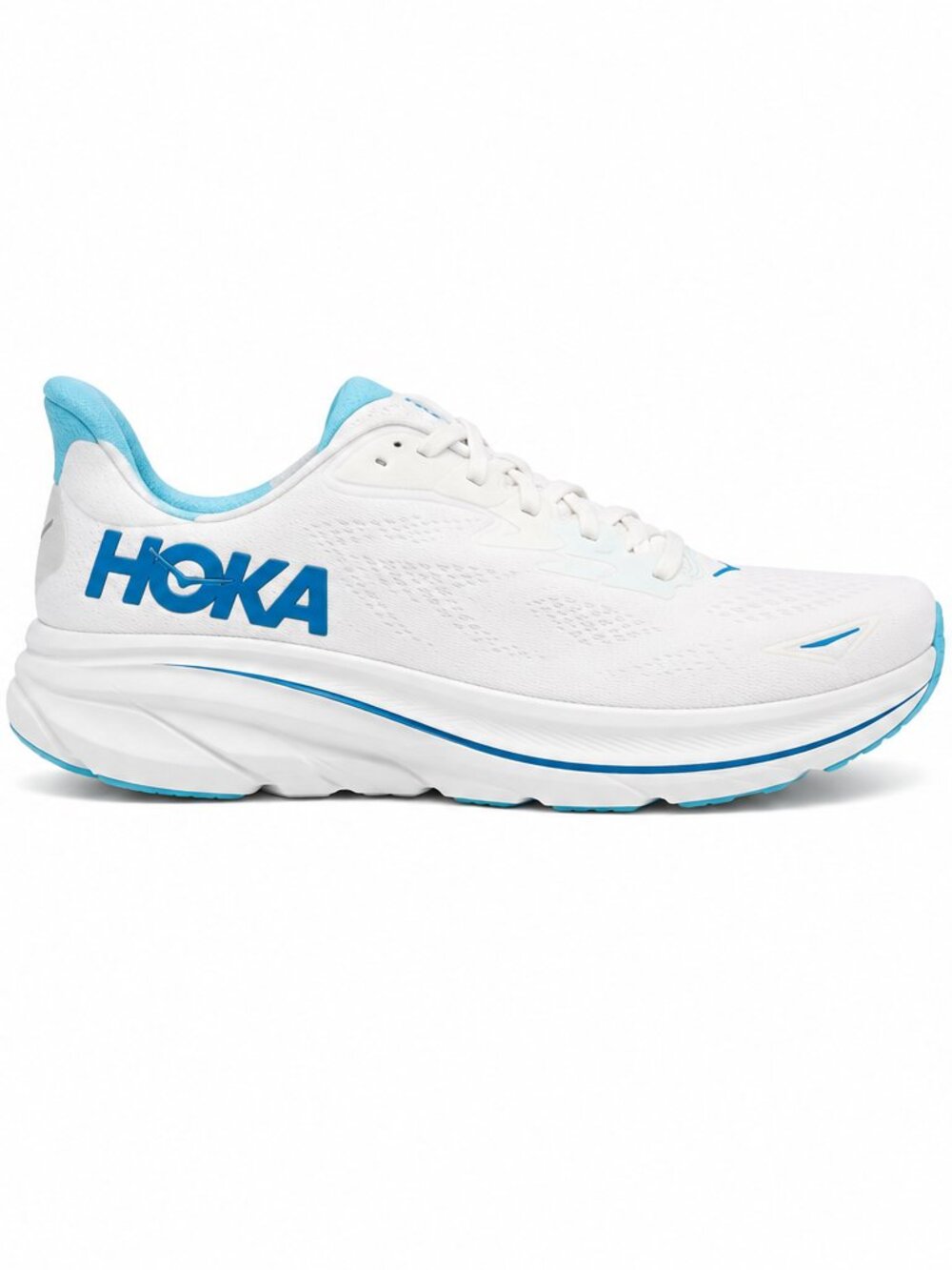 HOKA Clifton 9 Running Shoes White/Blue Men's Size 9.5